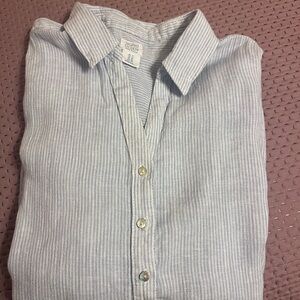 Sigrid Olsen Light Blue Pinstripe Blouse